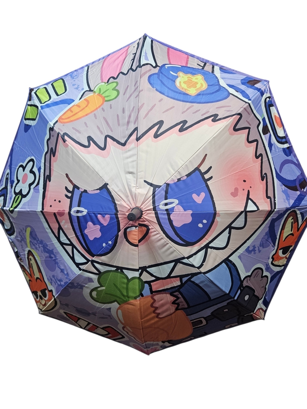 Kids Cartoon Character Purple Blue Umbrella - Fun Rain Accessory